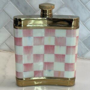 Rosy Bar Cart Muse – MacKenzie-Childs Rosy Check Flask 3260 – NIB